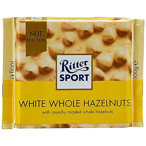 Image of Ritter Sport Whole Hazelnuts White Chocolate 100g (Pack of 3) Ritter Sport Chocolates in Nut Selection, product of Germany, chocolate with nuts | Nutritious and Nutty Crunch