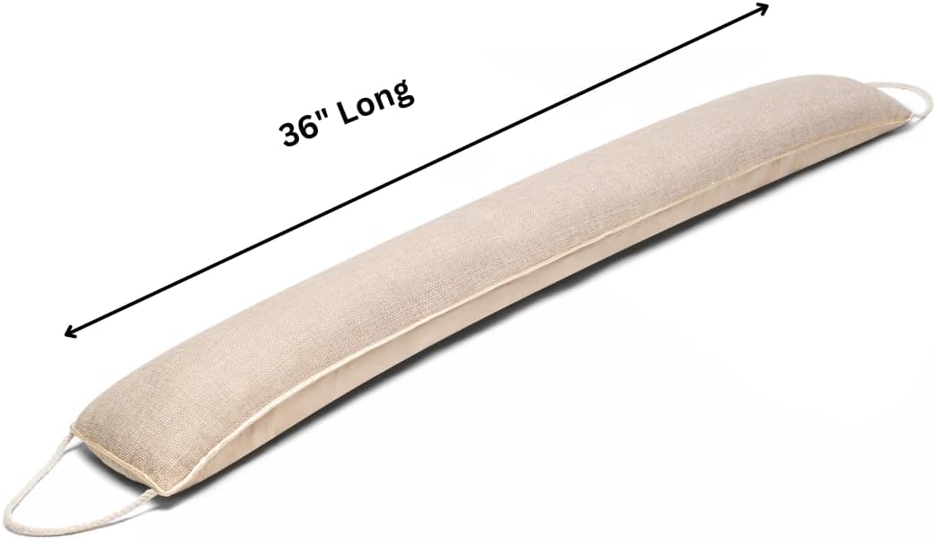 Weighted Door Draft Stopper 36 inch, Linen Weighted Under Door Draft, Noise, Cold Air, Dust Stopper, Seal, Energy Saving, Elegant (2, Beige 36 Inch)
