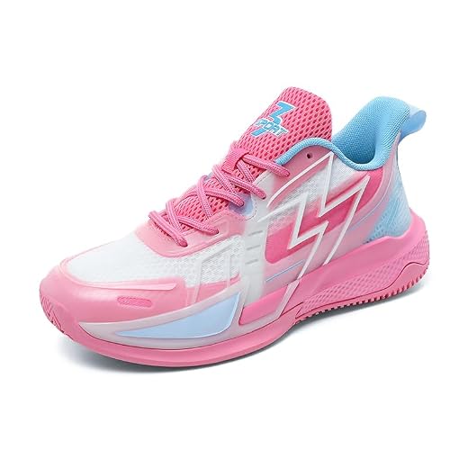 Bacury Women Basketball Shoes Fashion Athletic Sneakers Unisex High Top Lightweight Volleyball Non Slip Outdoor Sport Shoes Rose Size 6