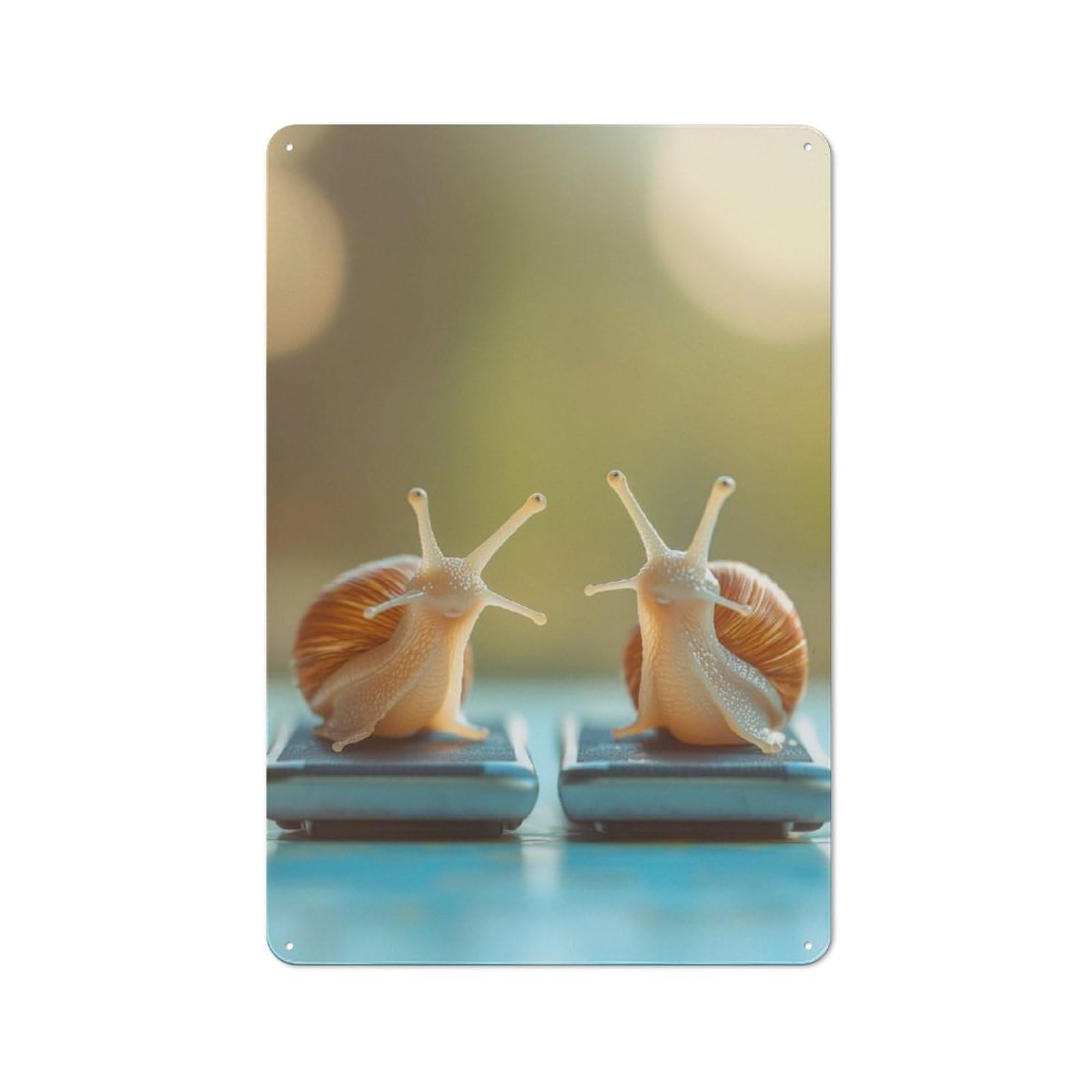 Junmoney Snails On Scales 30X20cm Industrial-Style Tin Sign With For Hallway Wall, A Metal Wall Feature For A Newly Arranged Hallway