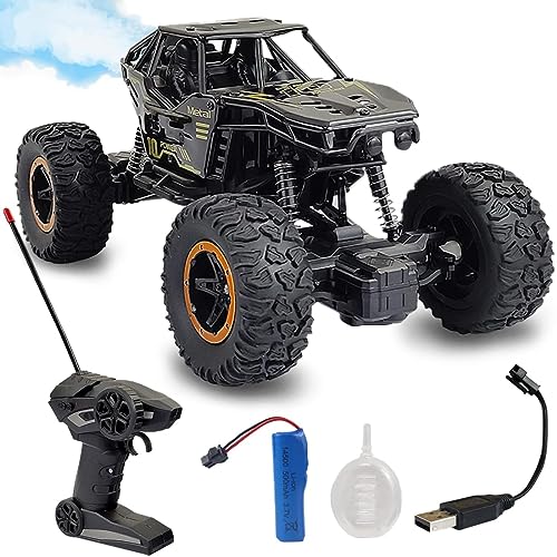 Image of Wembley Remote Control Big Size Rock Crawler Car for Kids - Off-Road RC Monster Truck with Water Mist Smoke Effect, 2WD High Speed, 45 Climbing Toy Car - Black