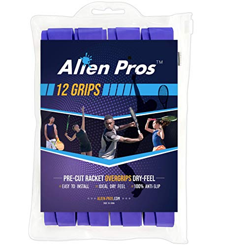 Image of Alien Pros Tennis Racket Grip Tape (6 Grips) - Precut and Dry Feel Tennis Grip - Tennis Overgrip Grip Tape Tennis Racket - Wrap Your Racquet for High Performance (6 Grips, White)