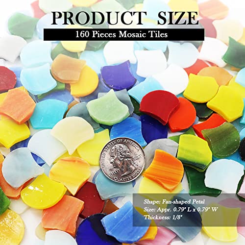 Litmind 160 Pieces Precut Fan-Shaped Petal Mosaic Tiles, Glass Craft Flower Leaves Stained Glass Supplies, Garden Glass Mosaic Making Supplies For Diy Crafts, Stained Glass Kits #TOP1