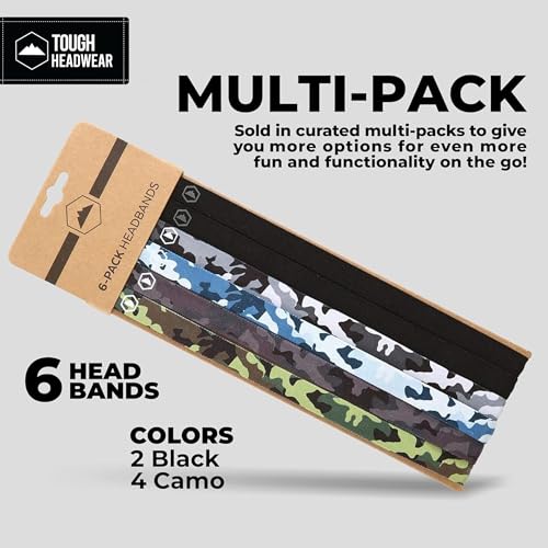 Image of Tough Headwear Thin Elastic Headbands - Sports Headbands for Women & Men - Mens Workout Headband - Running or Soccer Headband