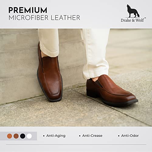 Drake & Wolf Mens Loafers Shoes - Mens Dress Shoes - Classic Microfiber Leather Loafers For Men Casual Dress Shoes - Comfortable Slip On Dress Shoes For Men - Formal Shoes Dark Brown #TOP2