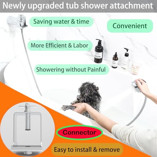 Pet-Shower-Attachment-Dog-Washing-Supplies-Set-Bathtub-Sprayer-with-Upgrated-Quick-Metal-Connector-6ft-Hose-for-Bathroom-Tub-Spout-wFront-Diverter Pet Shower Attachment Dog Washing Supplies Set Bathtub Sprayer with Upgrated Quick Metal Connector 6ft Hose for Bathroom Tub Spout wFront Diverter