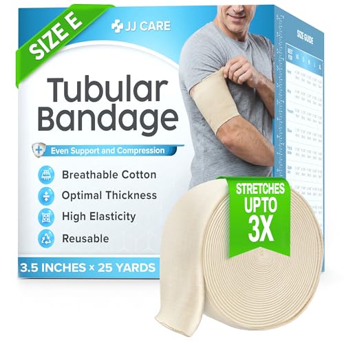 Image of Tubular Bandage, 3.5 inch x 25 yds / 75 ft,Stockinette Tubing for Ankles and Knees, Tubi Grip Size E Reusable Elastic Bandage Sleeve, Compression Tubes for Knees and Upper Arm