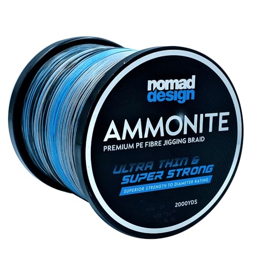 Nomad Design Ammonite Braided Fishing Line - Strong and Thin Premium Multicolor Jigging Braid for Saltwater Fishing 2000Yds, 55lb Test, 0.30mm Diameter