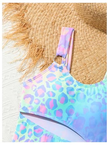 WDIRARA Girl's Leopard Print Cut Out One Piece Swimsuit Beach Swimwear4