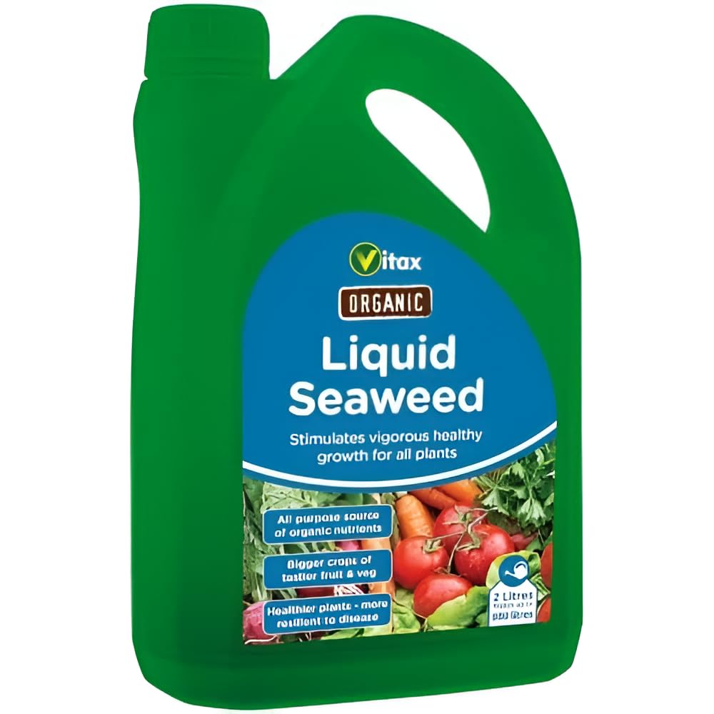 Indigo® Garden Organic Liquid Seaweed Fertiliser – 2 Litre Bottle, Natural Plant Feed for Flowers, Fruit, Vegetables & Lawn Growth