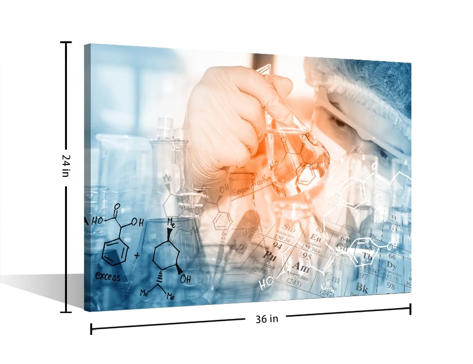 Image of 1 Panels Researchers do Chemical Experiments Wall Art Chemical Equations and Periodic Table Posters & Prints Living Room Pictures Wall Decor Stretched and Framed Ready to Hang (24 inch Wx36 H)