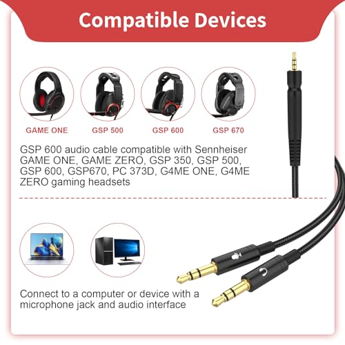 Cable AUX para auriculares GSP 600, 2 m, negro miniatura 2