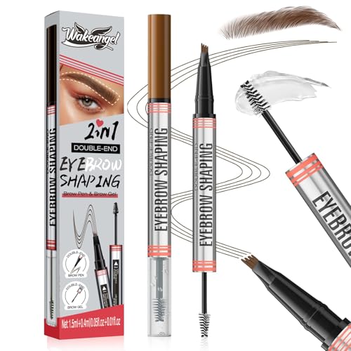 Crayon à Sourcil Magique 3D Waterproof, Micro Brow Pencil Avec 4 Pointes de Fourchette, Crayon Microblading Sourcil pour Sourcils Naturel Longue (Brun clair)