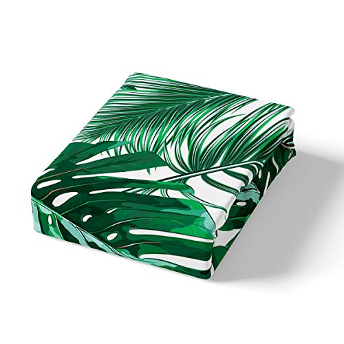 Loussiesd Palm Leaf Bedding Hawaiian Tropical Island Duvet Cover for Kids Children Teens Adult Palm Tree Green Plants Comforter Cover Nature Theme Bedspread Cover Quilt Cover 3Pcs Double Size - Image 3