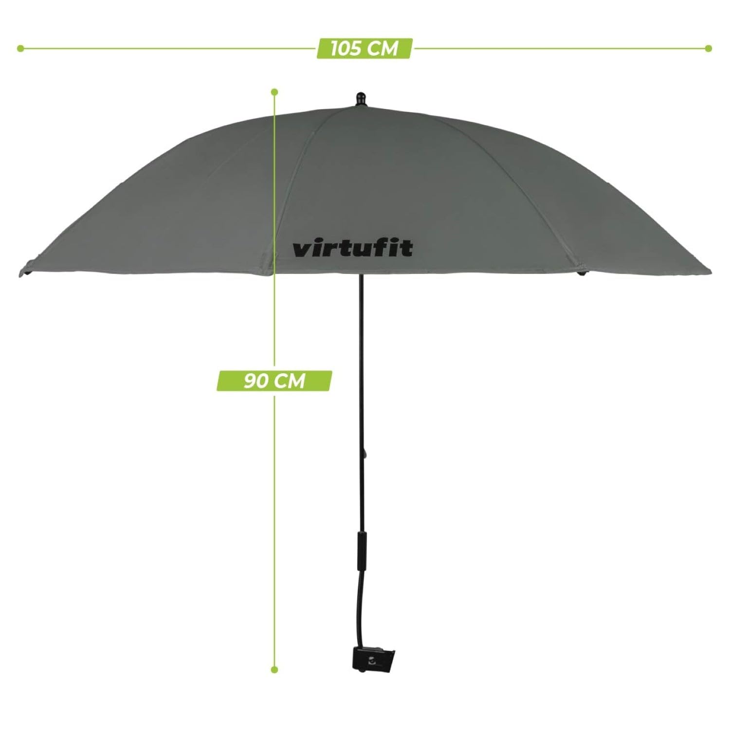 VirtuFit Parasol universel pour chaise – Parasol de camping – Parasol pour chaise avec attache universelle – Disponible en gris et beige, gris, taille unique
