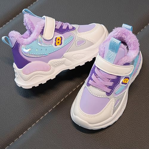 Kids Girls Warm F𝘂r Sneakers Cozy Fleece Cotton Snow Shoes Toddler Non-Slip Outdoor Walking Water Proof Booties Toddler4