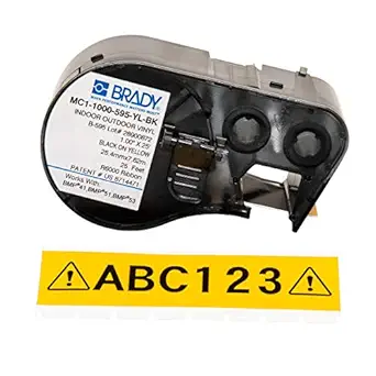 Brady - 131583 Official (MC1-1000-595-YL-BK) Indoor/Outdoor Vinyl - Designed for BMP41, BMP51 and BMP53 Printers - 1