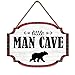 Muroanmi Little Man Cave Wooden Hanging Wall Sign Red & Black Buffalo Plaid Door Sign Decor Rustic Kid Boy Bedroom Playroom Game Room Wooden Wall Decoration 12X6Inch