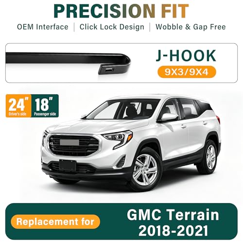 Image of Windshield Wiper Blades Replacement for GMC Terrain 2018 2019 2020 2021,Original Equipment Replacement Front Rear Wiper Blade Set - 24 inch 18 inch 12 inch (Set of 3) | Original Equipment Replacement Front Rear Wipers Blade Set - 24 inch+18 inch+12 inch (Set of 3) U /J Hook