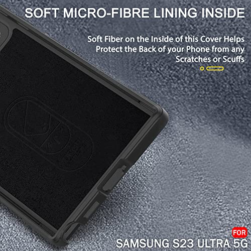 Image of TheGiftKart Liquid Silicon Back Cover Case for Samsung Galaxy S23 Ultra 5G | Shockproof Military Grade Protection | Micro-Fibre Cloth On Inner Side | Built-in Anti-Slip Grip Cover Case (TPU, Black)