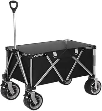 Beach Trolley Cart Camping Camper Lightweight Portable Folding Trolley Multi Functional Picnic Car Outdoor Carts Black