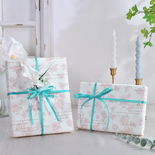 Image of Double Face Turquoise Satin Ribbon 1 /4 inch X 50 Yards Polyester Turquoise Ribbon for Gift Wrapping Very Suitable for Weddings Party Hair Bow Invitation Decorations and More