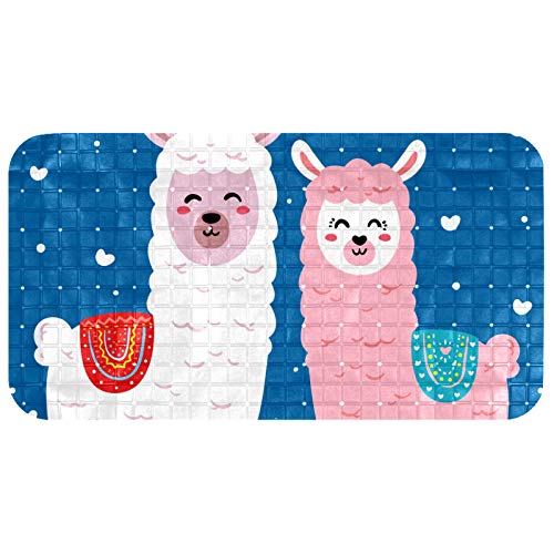 Alfombrilla de baño ovalada con textura mullida y estampado de alpacas 2