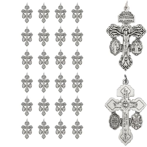 Brilucky 24 Pcs Pardon Crucifix for Rosary Making Supplies Rosary Crosses Parts St Benedict Medal Rosaries Catholic Bulk La Cruz Del Perdon Catolica Crucifijo Del Perdon Rosarios Catolicos