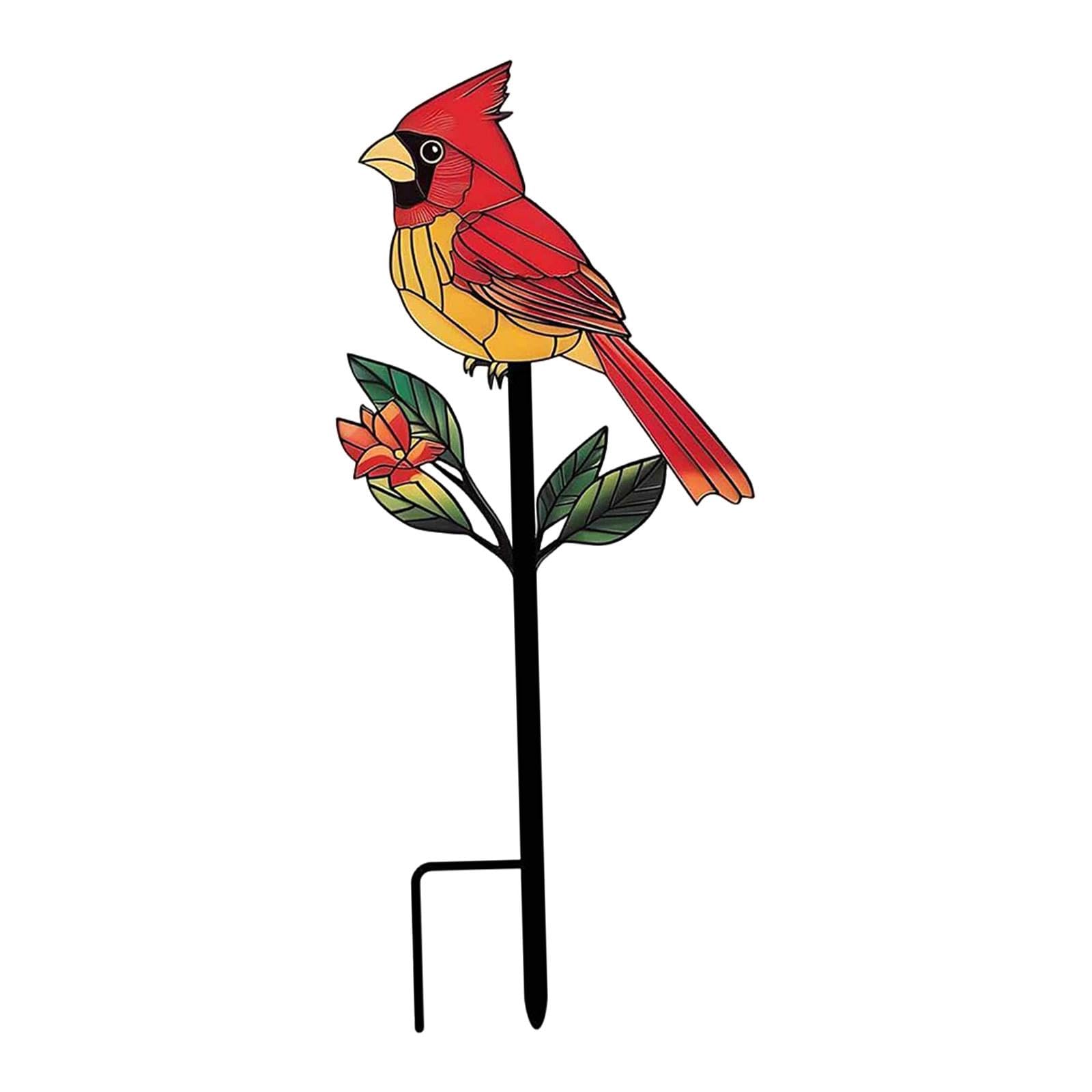 Red Cardinalis Garden Stake Spring Summer Home Metal Outdoor Bird Decoration Style B-image-44
