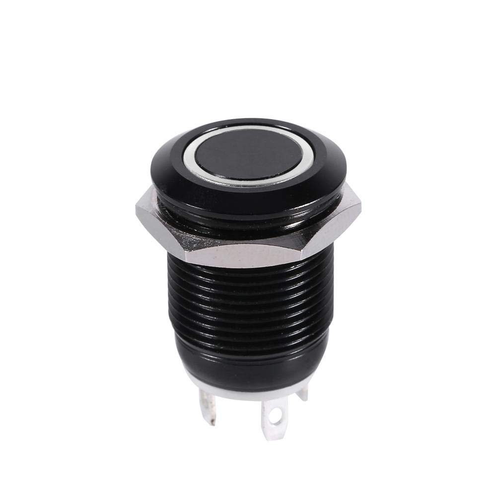12 mm chwilowy przełącznik przyciskowy 12 V LED światło przełącznik samochodowy metalowy chwilowy włącznik wł./wył. zatrzask (biały)