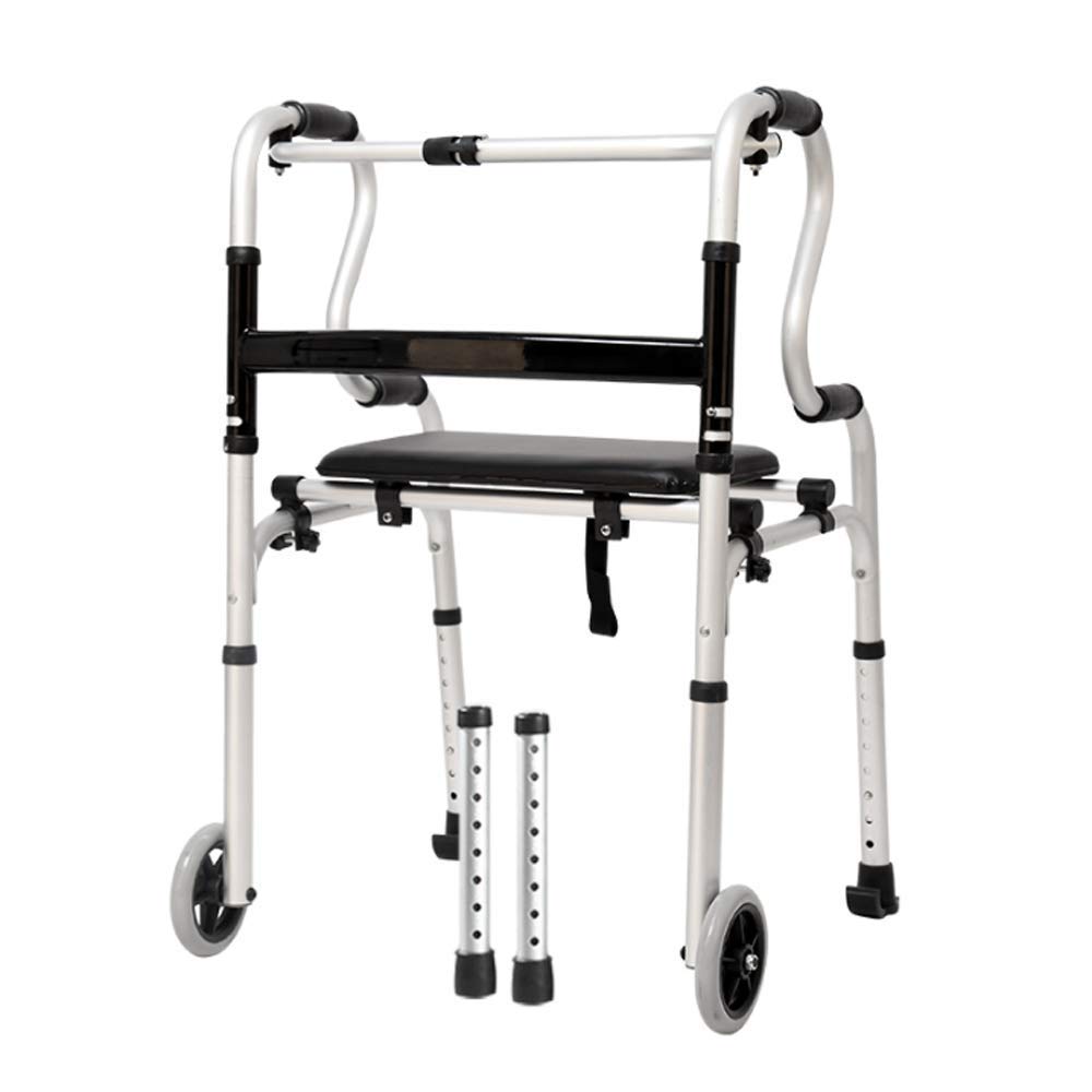 MObyat Andador para Ancianos,Bastón, bastón de Cuatro Patas, Andador Plegable con Asiento de PP con Andador con Ruedas, Andador Plegable, bastón Antideslizante con