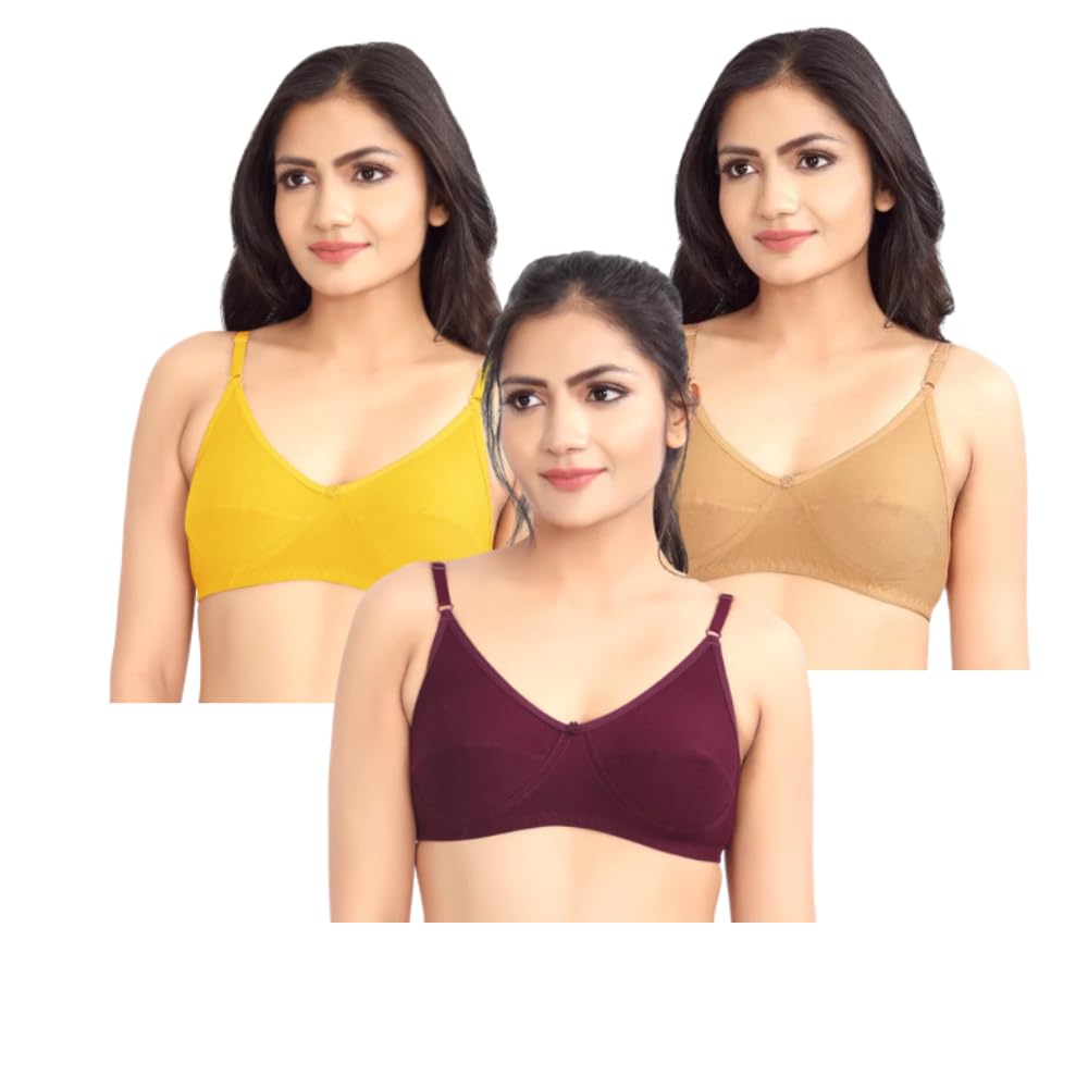 GenericPrithvi PRENCY Every Day Bra for Girls & Women's (3 Pcs, 34B Multi Colour)