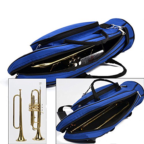 Trumpet Gig Bag 600D Water-resistant Oxford Cloth Adjustable Strap with Pocket 5mm Cotton Padded (Blue)