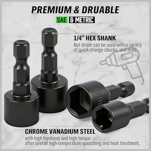 Image of SWANLAKE 20PCS Power Nut Driver Set for Impact Drill, 1 /4 inch Hex Head Drill Bit Set SAE and Metric