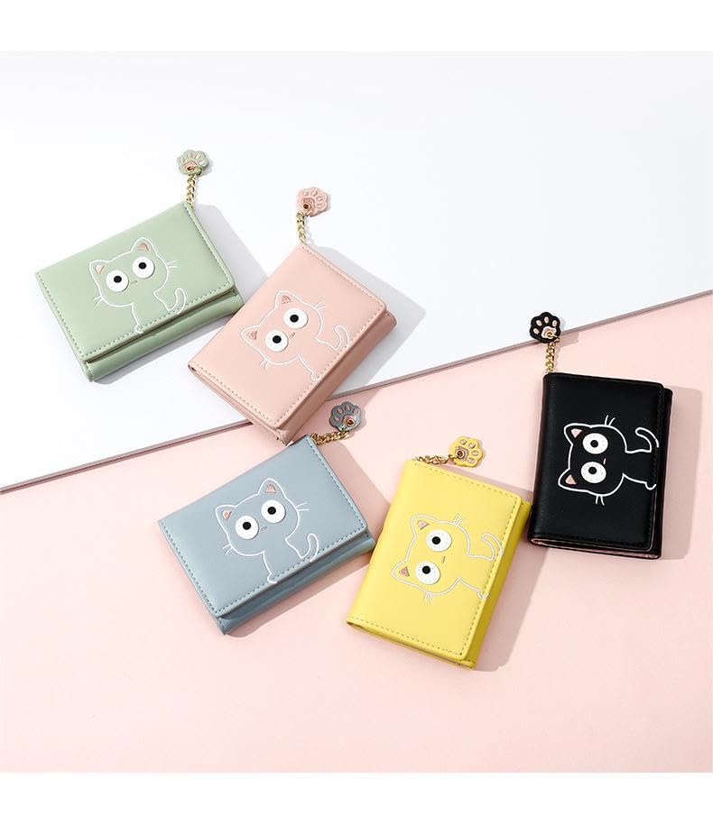 Cute Wallet for Women PU Leather Card Holder Cash Wallet RFID Blocking Purse with ID Window (C00-Blue)2