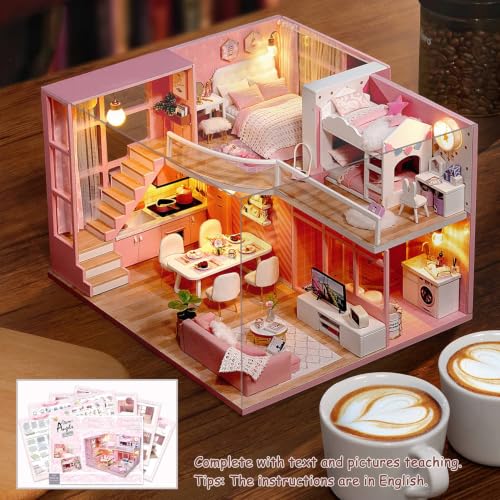 Image of DIY Miniature Dollhouse Kit with Furniture Plus Dust Proof & Music Movement