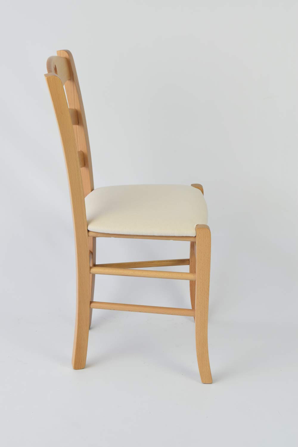 t m c s Tommychairs - Set 4 sillas Cuore para Cocina y Comedor, Estructura en Madera de Haya Color Natural y Asiento tapizado en Tejido Color Marfil