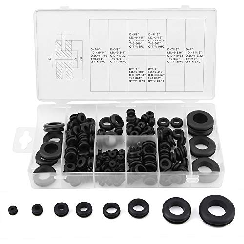 FTVOGUE 180Pcs Black Nylon Rubber Washers, Assorted Flat washers,Insulating Round Spacer, Seal Assortment