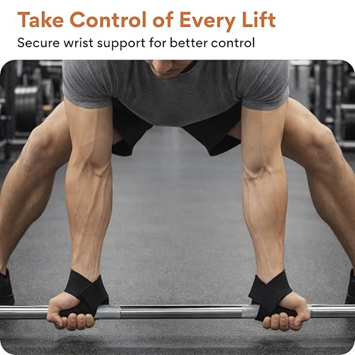 Image of FOVERA Weight Lifting Straps | Wrist Support for Gym & Powerlifting | Anti-Slip Hand Grip Enhancer for Deadlifts, Rows & Pull Ups | Adjustable Workout Accessories for Men & Women (1 Pair)