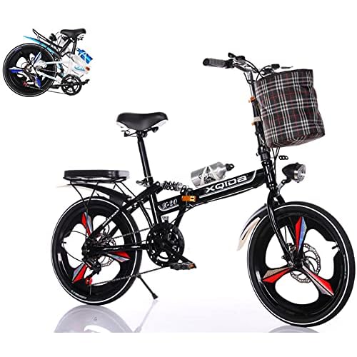 Bicicleta plegable de 20 pulgadas,3 ruedas de corte Antideslizante Neumáticos Bicicleta urbana plegable frenos de doble disco Adecuado para adultos mujeres y adolescentes foldable bicycle/negro