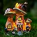 Candieslife Solar Garden Statue Lights Mushroom Fairy House Figurine, Outdoor Memorial Garden Ornaments Gift with Waterproof Solar LED Lights Decoration for Outside Patio Balcony Yard Lawn Decor
