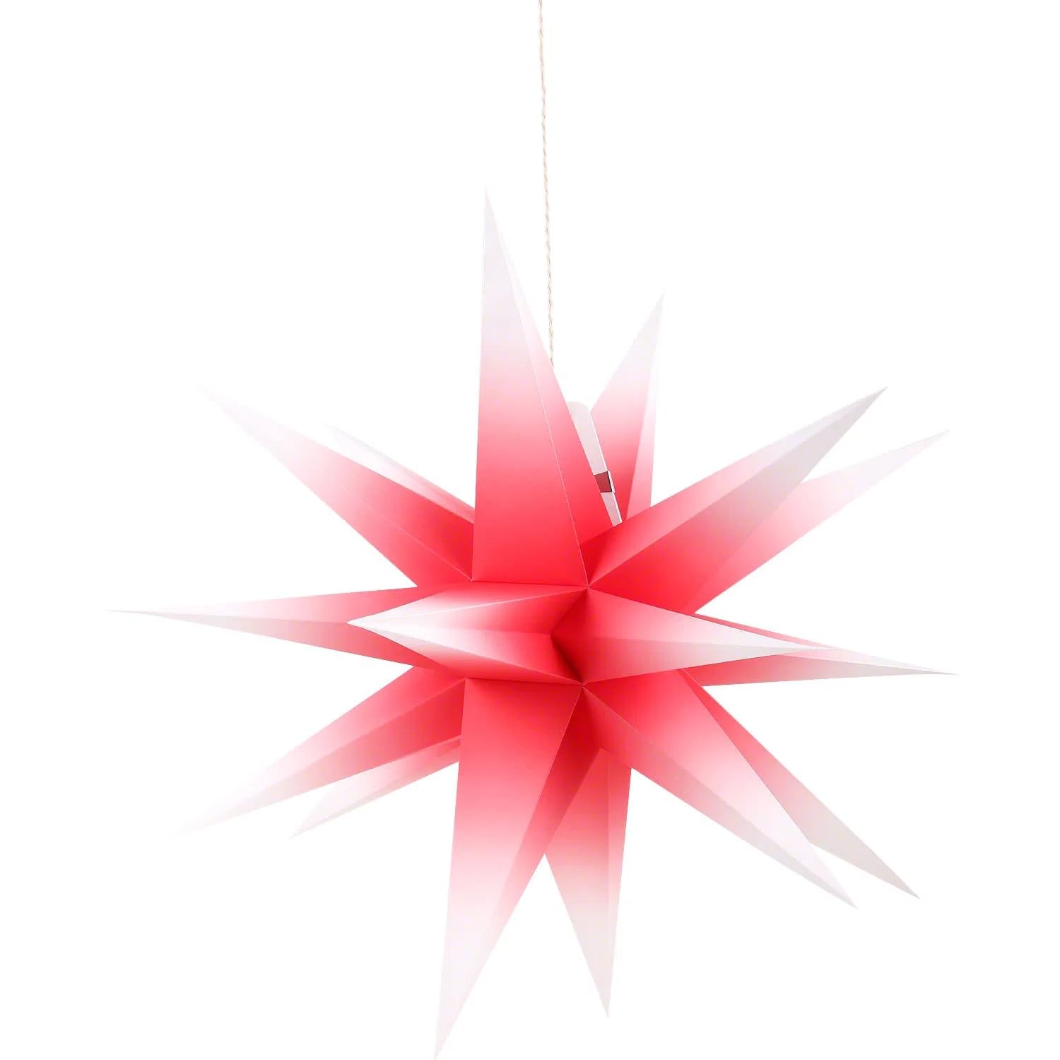 Annaberger Faltstern 58cm rot mit weißen Spitzen - Faltstern-Weihnachtsdeko - Papierzweig - Weihnachten