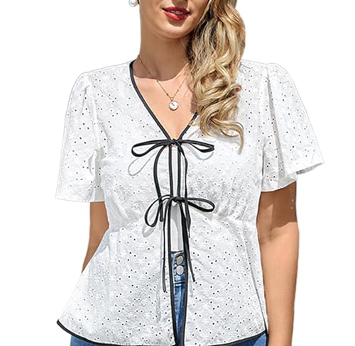 Belle Poque Boleros elegantes para mujer, estilo vintage, cuello en V, volantes, cárdigan corto, Negro , XL