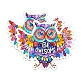(2 Pack) Be Owlsome Stickers - Punny Owl Lover - Funny Cute Just A Hoot Sticker - 5 Inches On Longest Side - Premium Vinyl - for Cars, Trucks, Skateboards, Laptops - Made in USA - BMCS0545