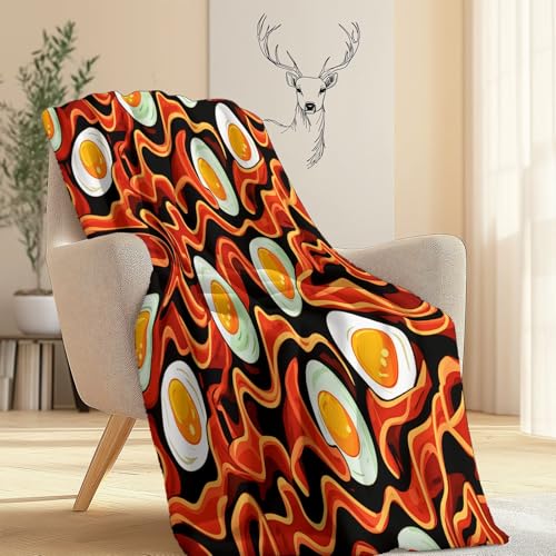 Couverture moelleuse œufs au bacon douce et chaude orange - 5