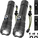 Victoper LED Flashlights 2 Pack, High Powered Lumens Super Bright Tactical Flashlight, Rechargeable Flash Light, 5 Modes Zoomable Waterproof Flash Lights for Emergency, Outdoor, Camping, Hiking