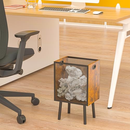 image for Yuyetuyo 4.5 Gallon Office Trash Can for Near Desk, Wood Bedroom Trash