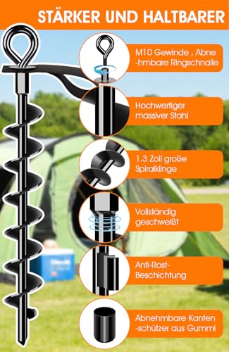 Ancrage au sol pour fixation sûre de balançoire, auvent et grand trampoline - 6