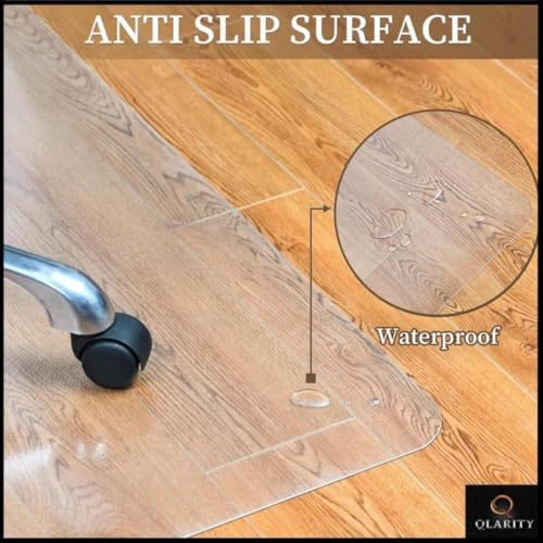 Image of Qlarity Covers Office Chair Mat for Hardwood, Tile & Laminate Floors | Frosted Floor Protector | Anti-Slip, Scratch Protection, Smooth Rolling | 2mm, 46 x 60 Inch, Rectangular | Transparent PVC