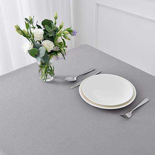 Image of maxmill Jacquard Square Tablecloth Stain Resistant Spillproof Wrinkle Free Washable Soft Table Cloth, Decorative Fabric Table Cover for Dining Room, Indoor and Outdoor Use, 52 x 52 Inch, Light Grey